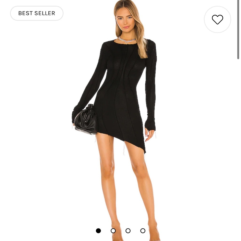 SAMI MIRO VINTAGE - Asymmetric Long Sleeve Dress in Black - Size Small